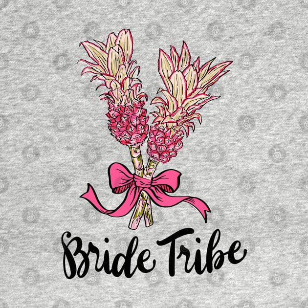 Bride Tribe Shirt Pink Pineapple Bouquet Illustration by DoubleBrush